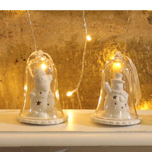 Glasglocke mit Weihnachtsmann, LED beleuchtet