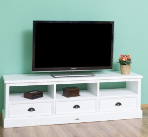 Weißes TV Lowboard Massivholz