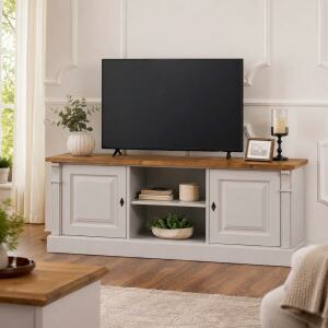 Hellgraues TV Lowboard Landhausstil 160 cm