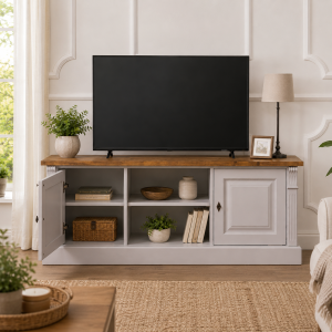 Hellgraues TV Lowboard Landhausstil 160 cm