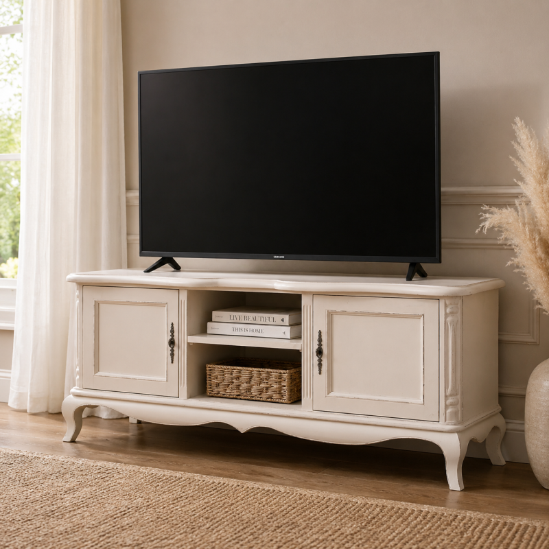 Vintage TV Lowboard hellbeige shabby chic