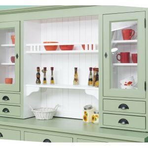 Großer Landhaus Buffetschrank grün weiß