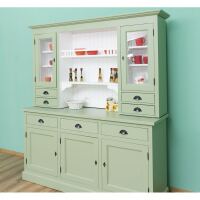 Großer Landhaus Buffetschrank grün weiß