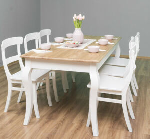Landhausstil Essgruppe weiß - 6 Personen Set