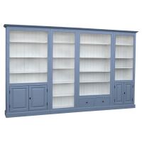 Wohnzimmer Bücherwand Landhaus - weiß blau