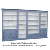 Wohnzimmer Bücherwand Landhaus - weiß blau