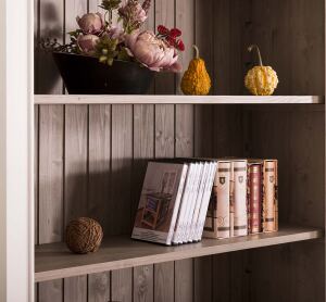 Massviholz Bücherwand, cremeweiß braun