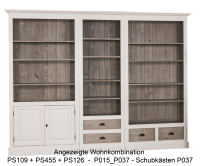Massviholz Bücherwand, cremeweiß braun