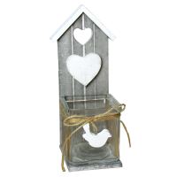 Vogelhaus Windlicht grau