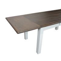 Rustikaler Massivholz Esstisch weiß 160 cm mit Ansteckplatte