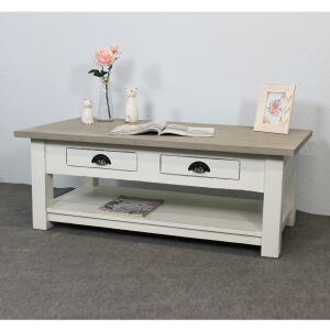 Vintage Couchtisch weiß shabby mit Schubladen