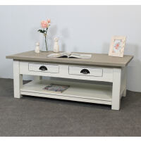 Vintage Couchtisch weiß shabby mit Schubladen