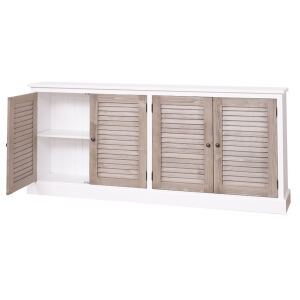 Weißes Landhaus-Sideboard mit Lamellentüren
