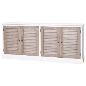 Weißes Landhaus-Sideboard mit Lamellentüren