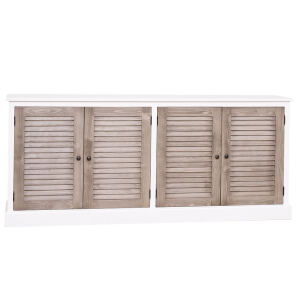 Weißes Landhaus-Sideboard mit Lamellentüren
