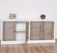 Weißes Landhaus-Sideboard mit Lamellentüren