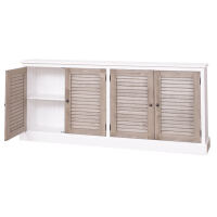 Weißes Landhaus-Sideboard mit Lamellentüren