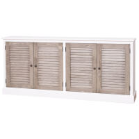 Weißes Landhaus-Sideboard mit Lamellentüren