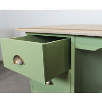 Grüner Landhaus Schreibtisch Massivholz mit Eichenplatte