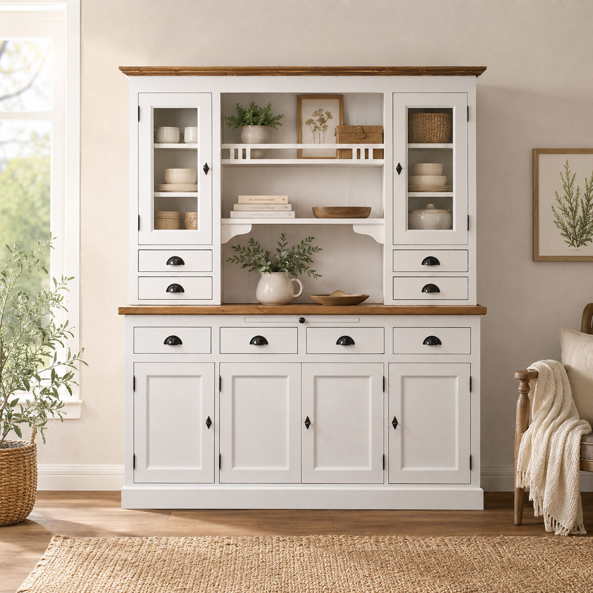 großer Landhaus Buffetschrank - altweiß - Onlineshop für massive Landhausmöbel