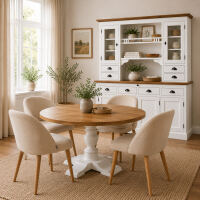 Weißer Landhaus Buffetschrank groß Massivholz