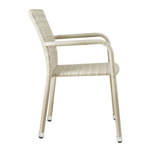 Stapelbarer Gartenstuhl mit Kunststoff Geflecht beige