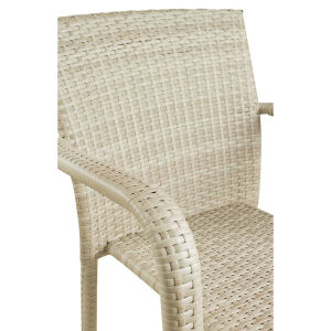 Stapelbarer Gartenstuhl mit Kunststoff Geflecht beige