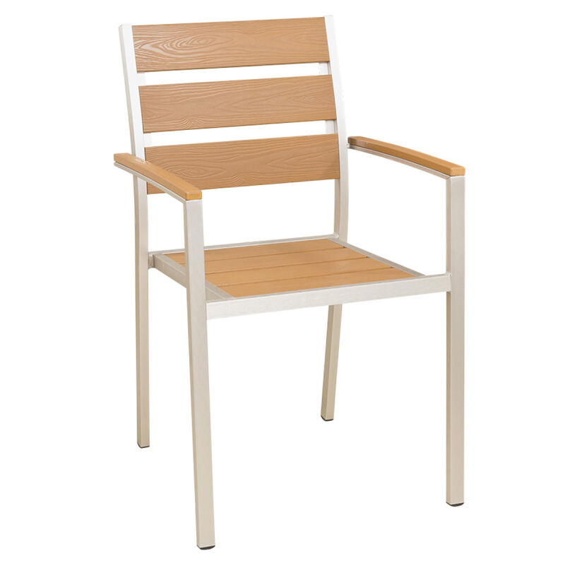 Moderner Terrassenstuhl mit Armlehne teak