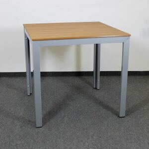 Rostfreier Outdoor Tisch Aluminium 80 x 80 Teak