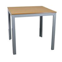 Rostfreier Outdoor Tisch Aluminium 80 x 80 Teak