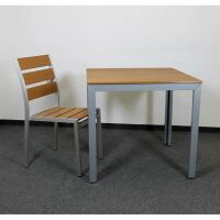 Rostfreier Outdoor Tisch Aluminium 80 x 80 Teak