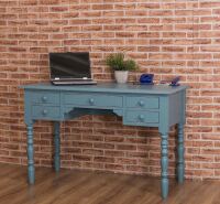 Landhaus Schreibisch Shabby Türkisblau lackiert