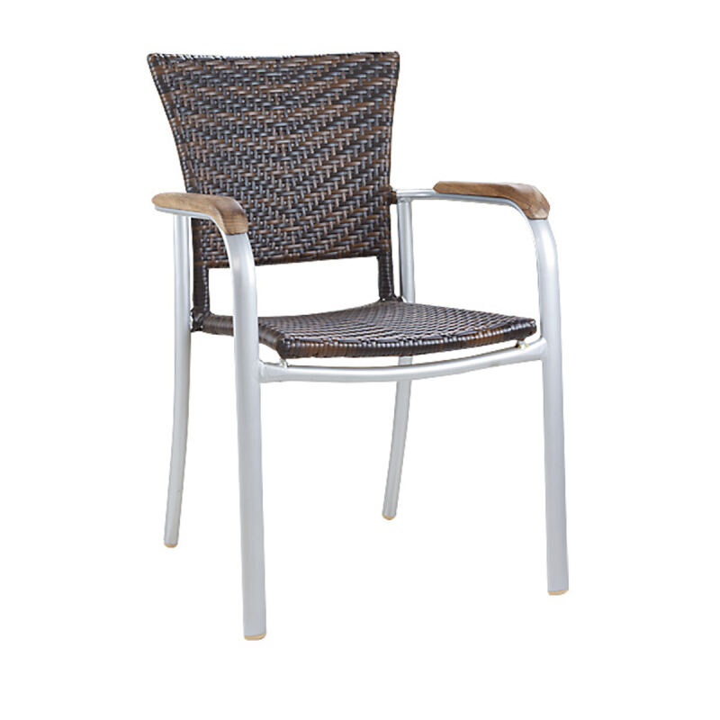 Moderner Gartenstuhl mit Armlehne braun