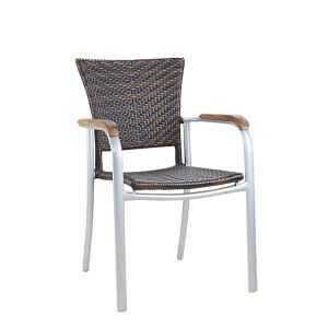 Moderner Gartenstuhl mit Armlehne braun