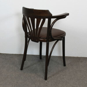Bistrostuhl mit Armlehne Nussbaum dunkel Kunstleder braun