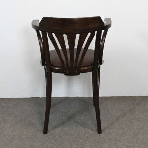 Bistrostuhl mit Armlehne Nussbaum dunkel Kunstleder braun