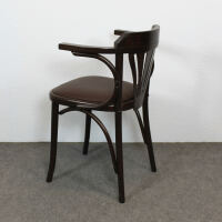 Bistrostuhl mit Armlehne Nussbaum dunkel Kunstleder braun