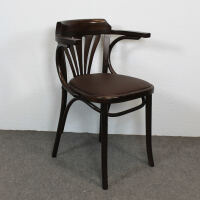 Bistrostuhl mit Armlehne Nussbaum dunkel Kunstleder braun