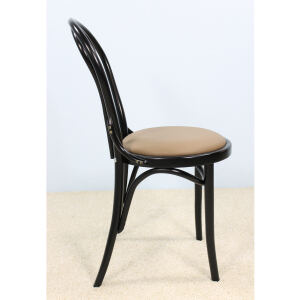 Rustikaler Bistrostuhl schwarz mit Kunstleder beige
