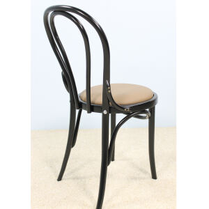 Rustikaler Bistrostuhl schwarz mit Kunstleder beige