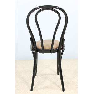 Rustikaler Bistrostuhl schwarz mit Kunstleder beige