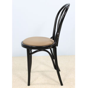 Rustikaler Bistrostuhl schwarz mit Kunstleder beige