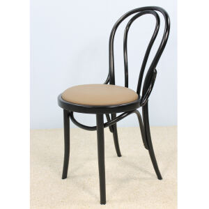 Rustikaler Bistrostuhl schwarz mit Kunstleder beige