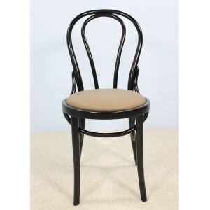 Rustikaler Bistrostuhl schwarz mit Kunstleder beige