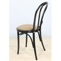 Rustikaler Bistrostuhl schwarz mit Kunstleder beige
