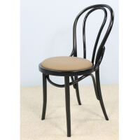 Rustikaler Bistrostuhl schwarz mit Kunstleder beige