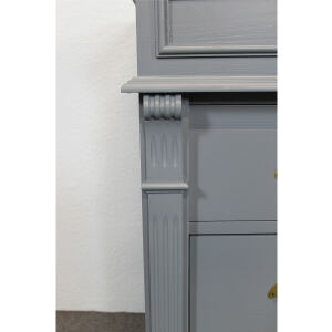 Rustikaler Massivholz Waschtisch mit Unterschrank Rauchblau