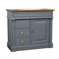 Rustikaler Massivholz Waschtisch mit Unterschrank Rauchblau