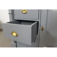 Rustikaler Massivholz Waschtisch mit Unterschrank Rauchblau