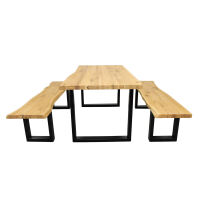 Baumkantetisch mit 2 Bänken Wildeiche 180x90 cm